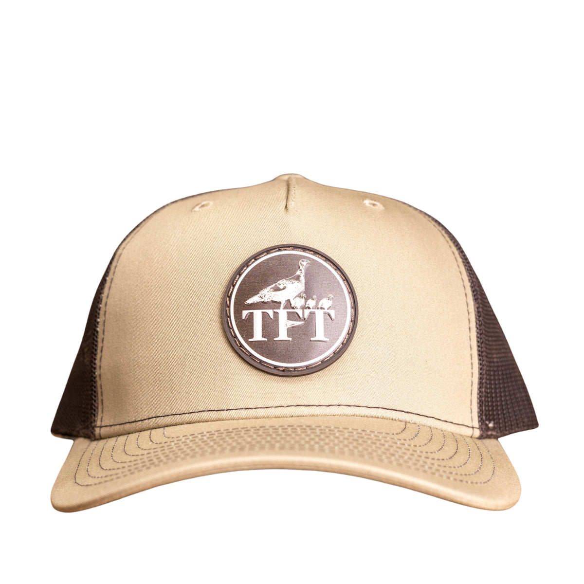 TFT Richardson 112 khaki and coffee trucker cap
