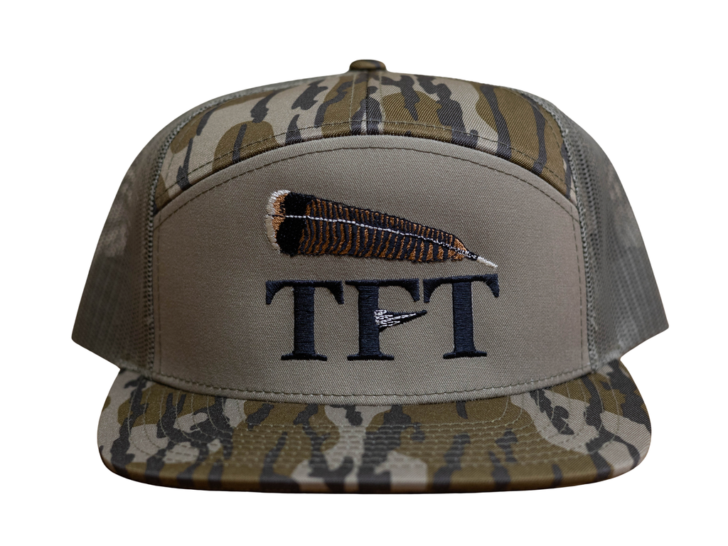 TFT Richardson 168P Mossy Oak Bottomland camo trucker hat front view